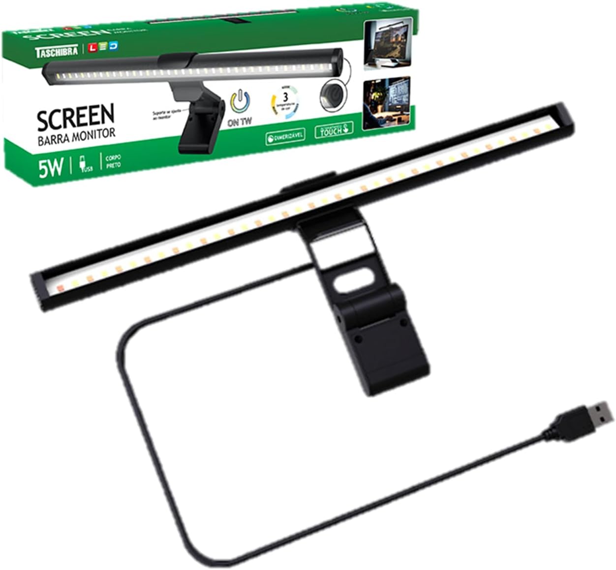 Barra de LED para monitor 5W touch dimerizável USB